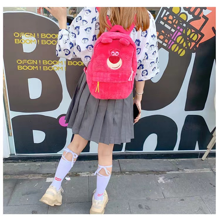 Disney Ba Lô Đi Học Hình Gấu Pooh / Chipmunk Nhồi Bông Dễ Thương Cho Nữ