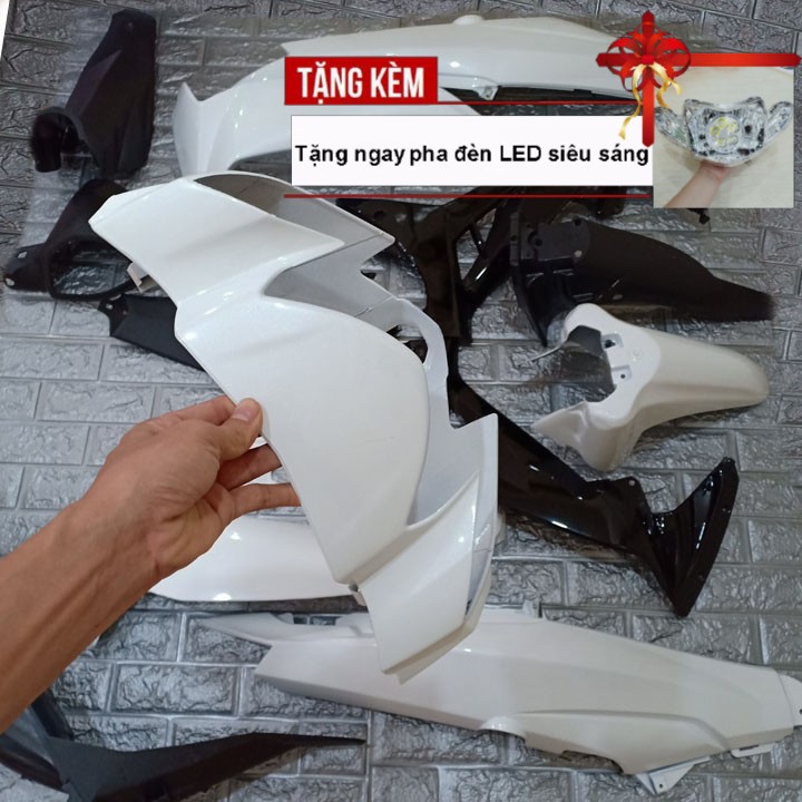Dàn áo xe SIRIUS màu TRẮNG phanh CƠ , nhựa ABS nguyên sinh cao cấp - TẶNG NGAY PHA ĐÈN BÓNG LED CỰC SÁNG