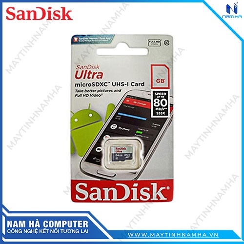Thẻ Nhớ SanDisk microSD Ultra 64GB Class 10 SDSQUNR-064G-GN3MN