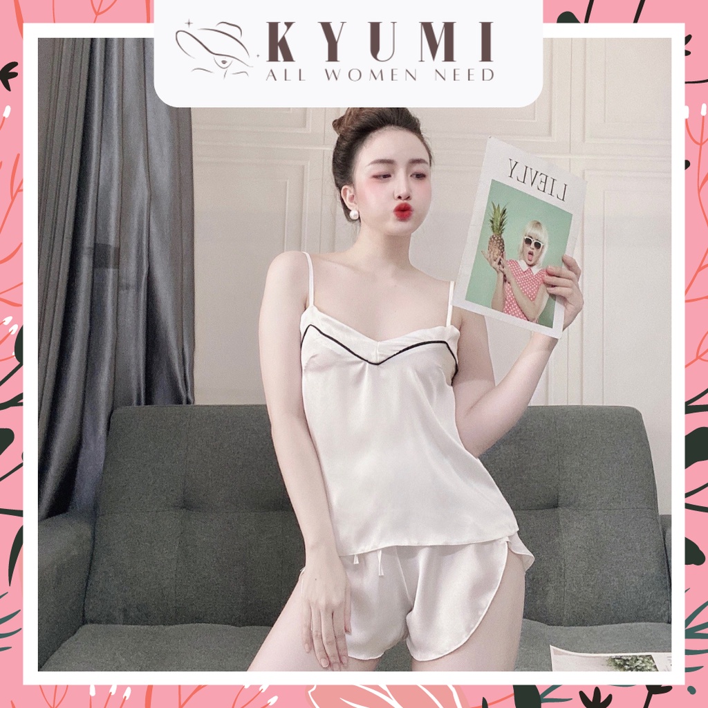 Đồ ngủ sexy đồ ngủ 2 dây viền ngực KYUMI OFFICIAL, chất liệu lụa satin mềm mịn mát, freesize 40-60kg tùy chiều cao 033 | BigBuy360 - bigbuy360.vn