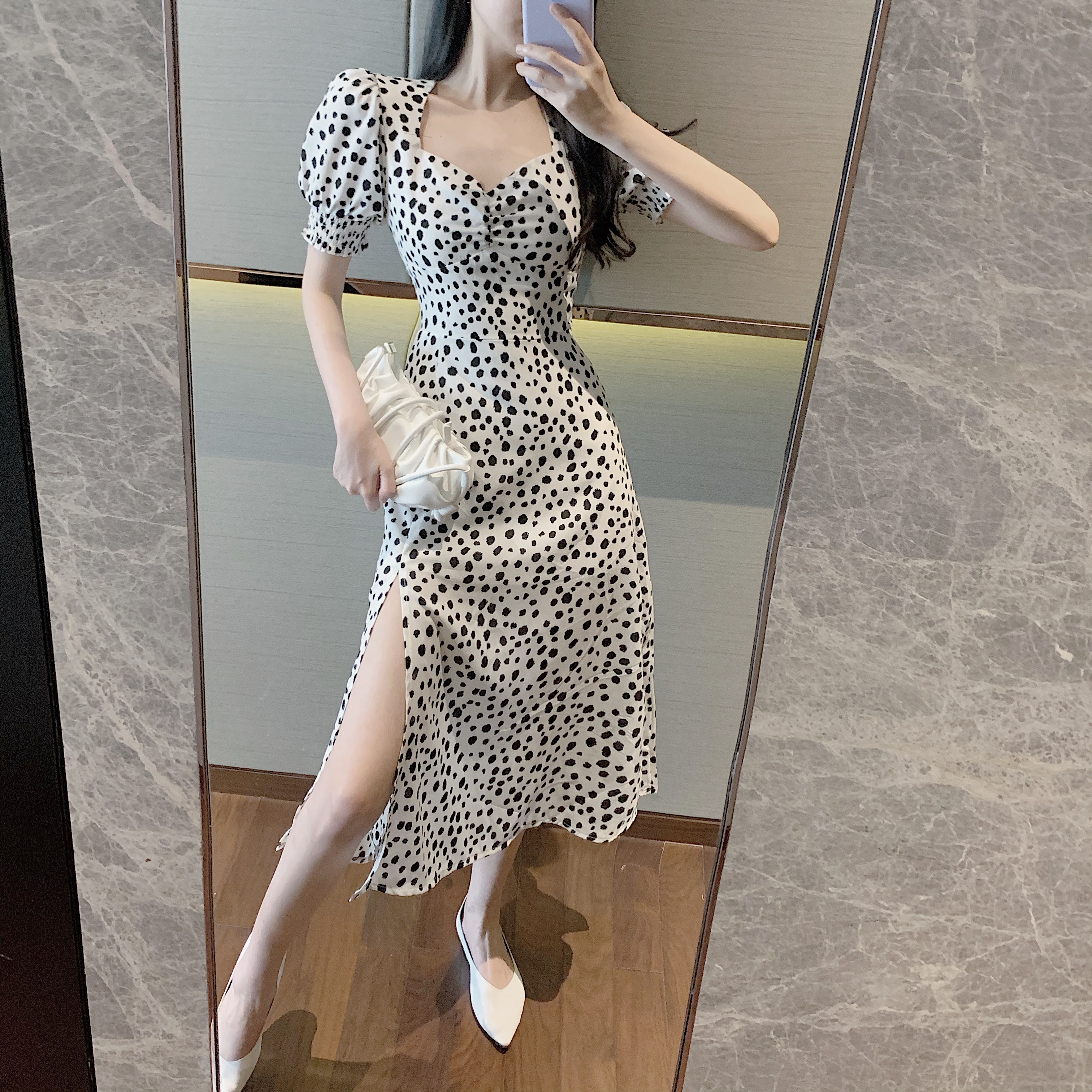 Đầm Dài Tay Phồng Họa Tiết Chấm Bi Thời Trang Mùa Hè 2021 Dành Cho Nữ | BigBuy360 - bigbuy360.vn