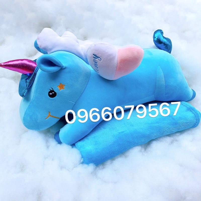 chăn gối văn phòng, Gối kèm mền ngựa unicorn, gối kèm mền 2in1