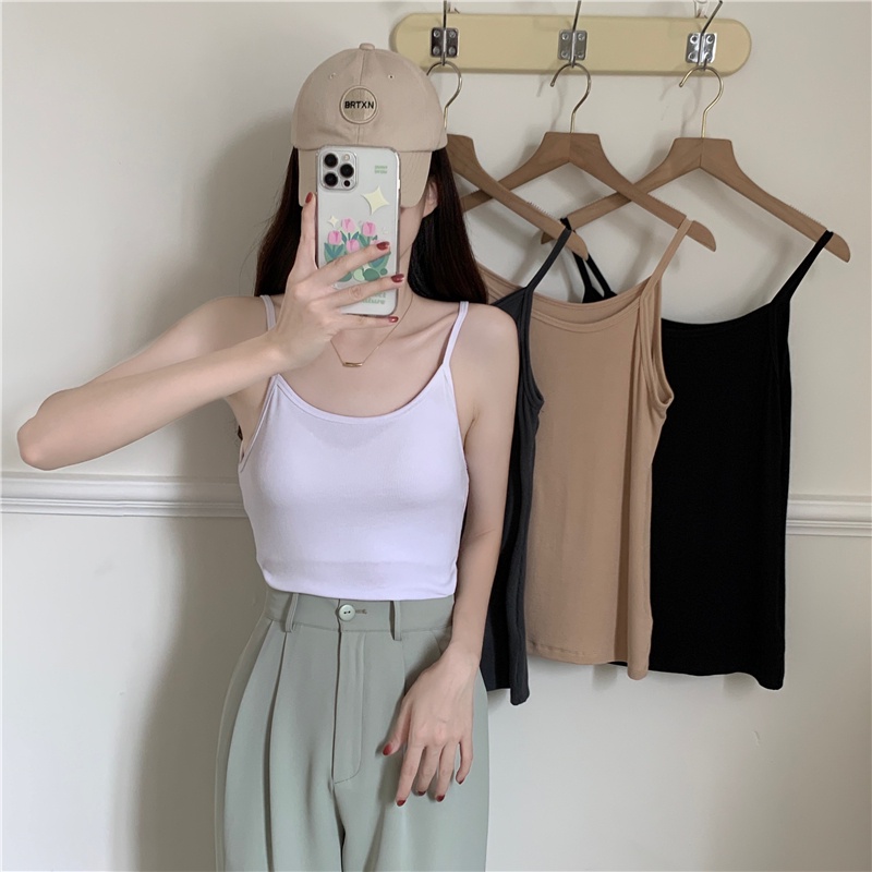 SUXI Áo Hai Dây Màu Sắc Đơn Giản Thời Trang Mùa Hè Cho Nữ