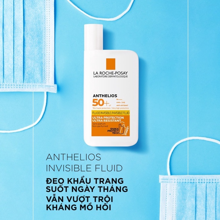 Kem Chống Nắng Dạng Sữa Mỏng Nhẹ Lâu Trôi La Roche-Posay Anthelios Invisible Fluid SPF 50+ 50ml