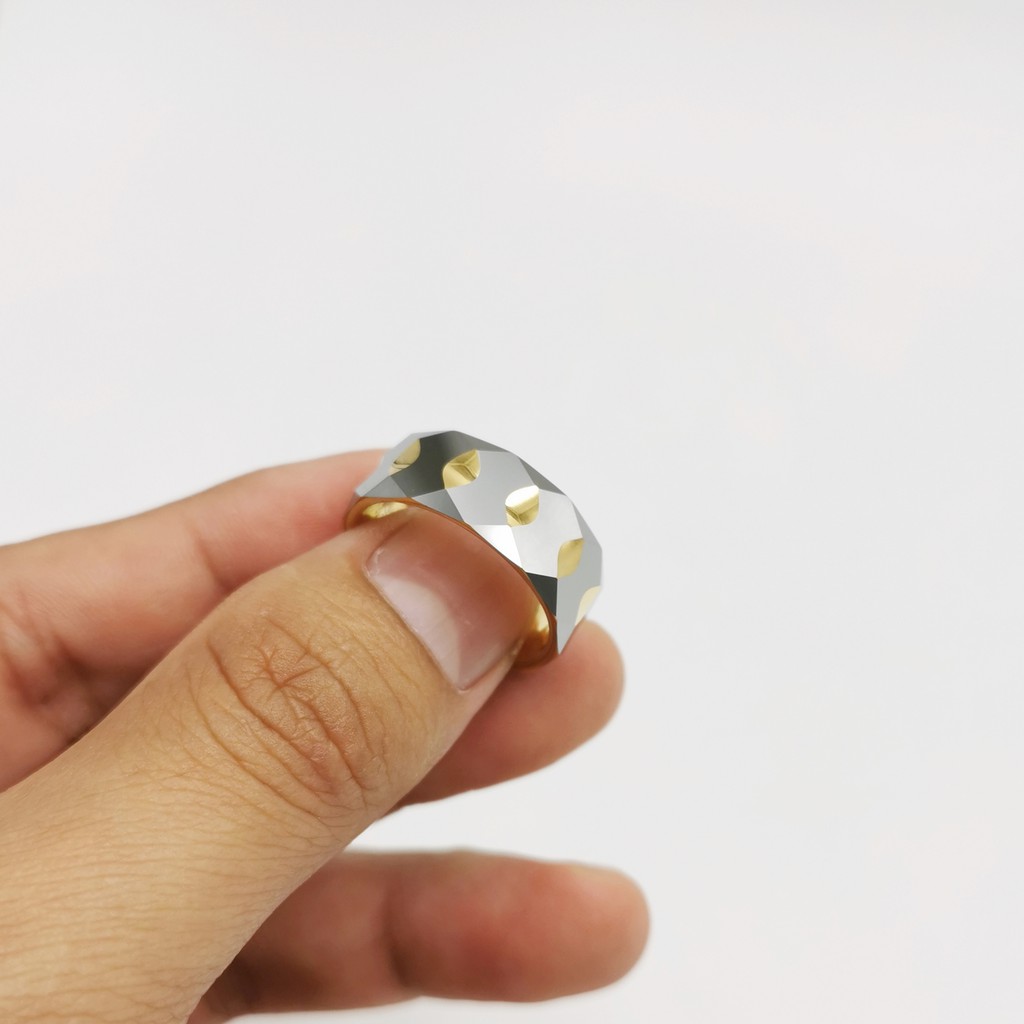 Nhẫn nam không gỉ chất liệu vonfram mạ vàng chống trầy xước - màu mới