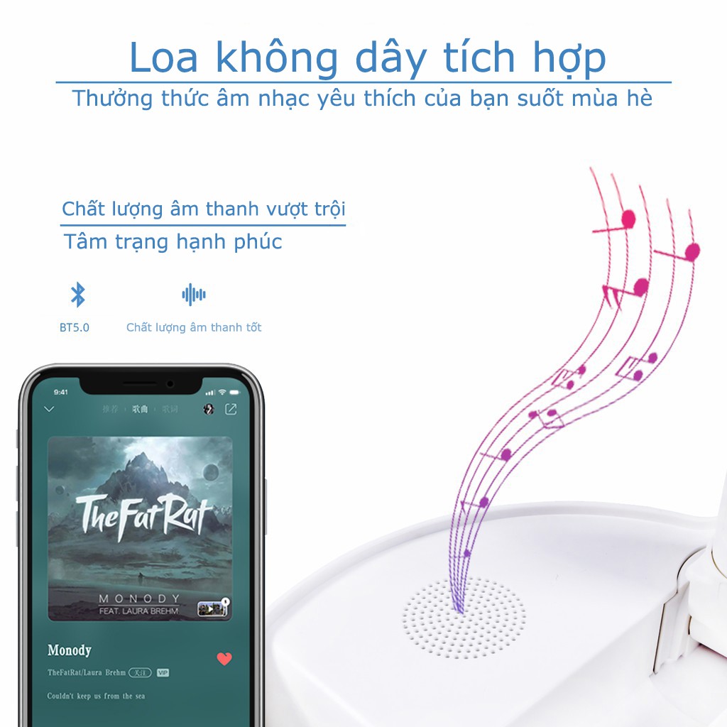 Quạt tích hợp loa không dây Âm nhạc XIAOMI ZOLELE 7200mAh Audio Foldable Fan P10S | BigBuy360 - bigbuy360.vn