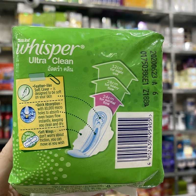 Băng vệ sinh Whisper Ultra Clean siêu thấm có cánh 10 miếng