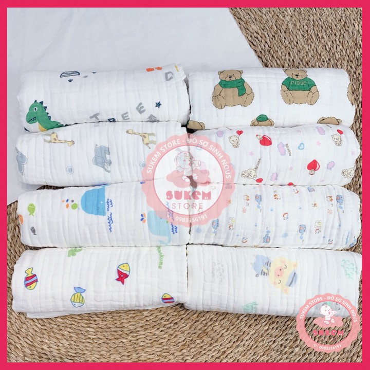 Khăn Tắm Cho Bé/Khăn Tắm Xô 6 Lớp Sêu Đẹp, Dày, Thấm Hút Tốt 85x85cm