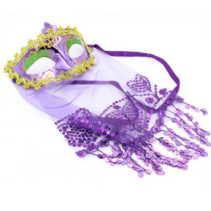 Mặt nạ nửa mặt có khăn che MÀU TÍM phong cách cổ trang,anh hùng,hóa trang dùng cho sự kiện,lễ hội hóa trang