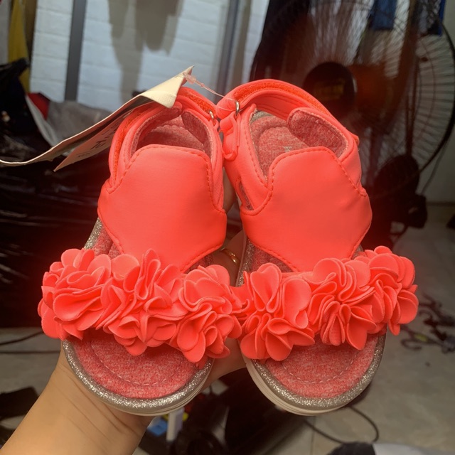 Sandal hồng cam neon