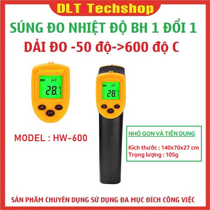 MÁY ĐO NHIỆT ĐỘ SÚNG ĐO NHIỆT ĐỘ HỒNG NGOẠI KHÔNG CHẠM BẢN LASER +TẶNG 2PIN AAA