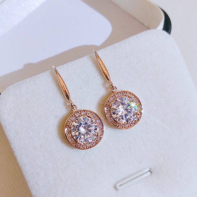[Jiudoulan] Bông Tai Tròn Đính Đá Zircon Thời Trang Dành Cho Nữ