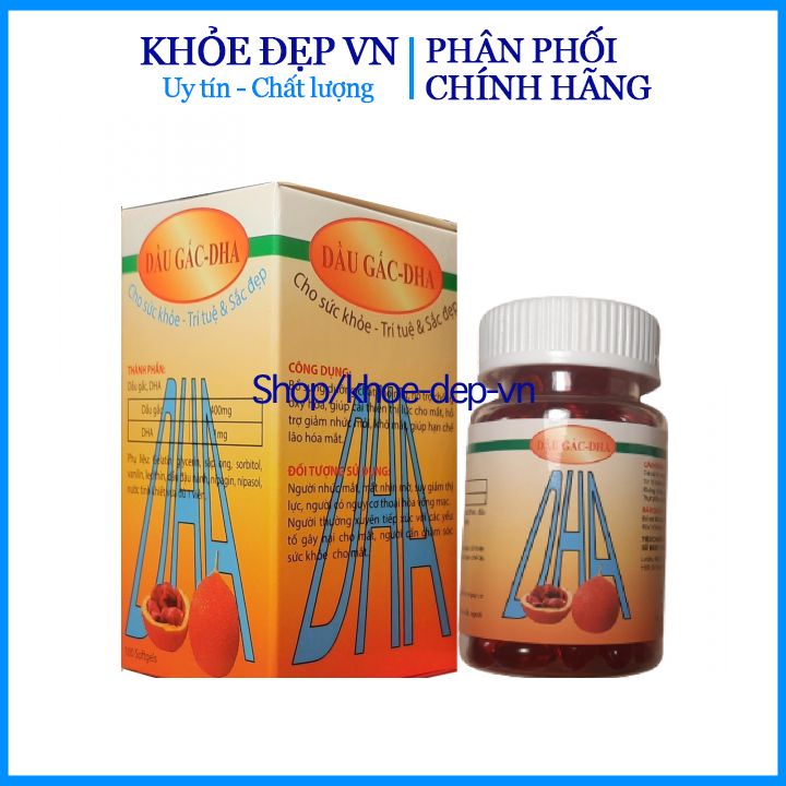 Dầu DHA Gấc nguyên chất bổ sung thêm DHA – Hỗ trợ giảm lão hóa, nâng cao sức đề kháng, tăng cường thị lực – Hộp 100 viên