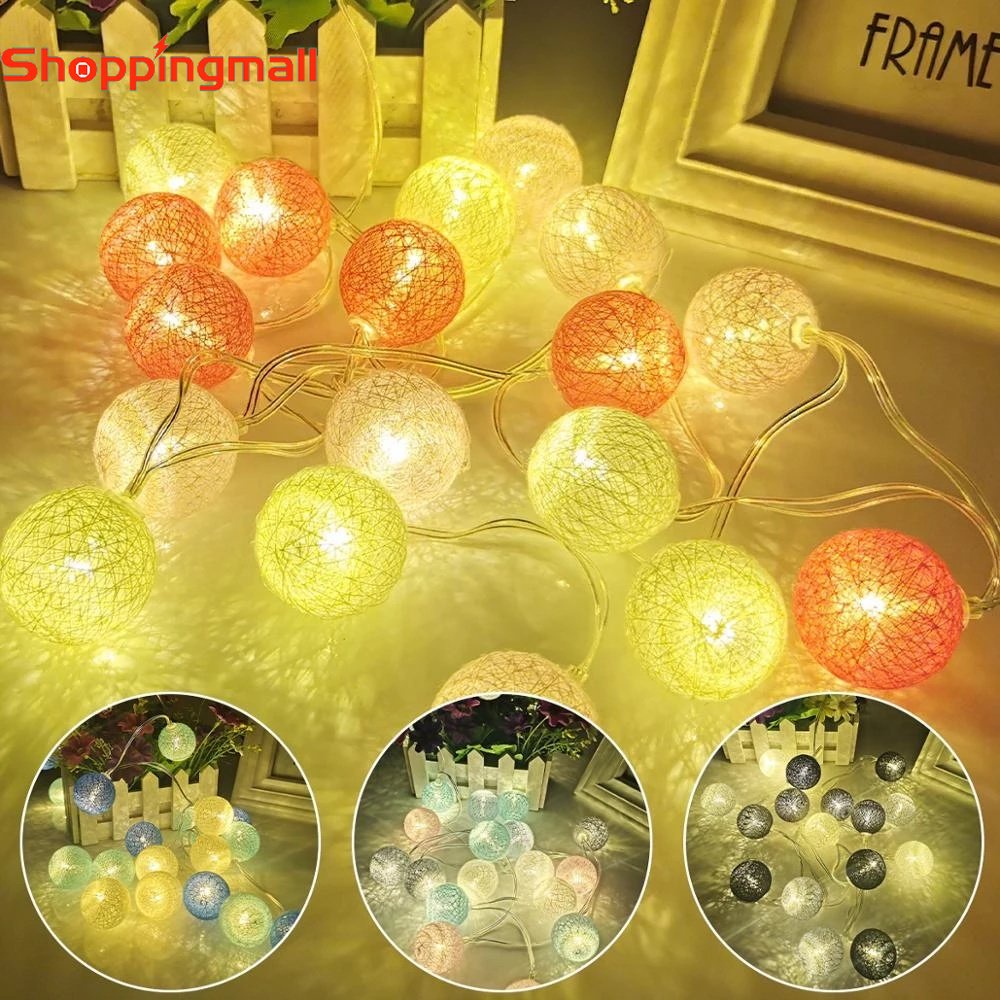 Dây Đèn LED 20 Bóng Hình Banh Cotton Trang Trí Giáng Sinh