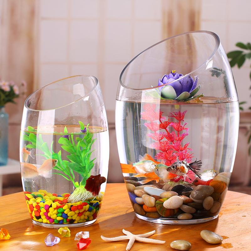 Bể Cá Thủy Tinh Trong Suốt Hình Tròn Cỡ Lớn Sáng Tạo Trang Trí Phòng Khách / Văn Phòng