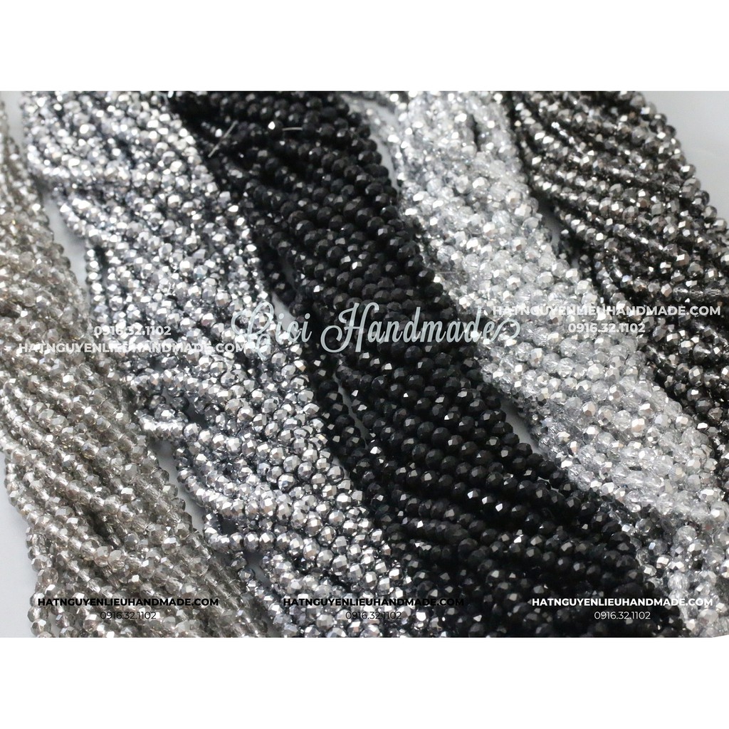 Dây pha lê bánh cam 4mm trắng hồng vàng đỏ link 3/3 Cici Handmade chuyên hạt cườm nguyên liệu hạt đá hạt cườm trang sức