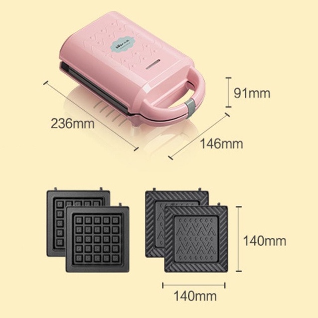 Máy kẹp nướng bánh mỳ sandwich - Bánh Waffle 2 IN 1 chính hãng Bear DBC-P06N2