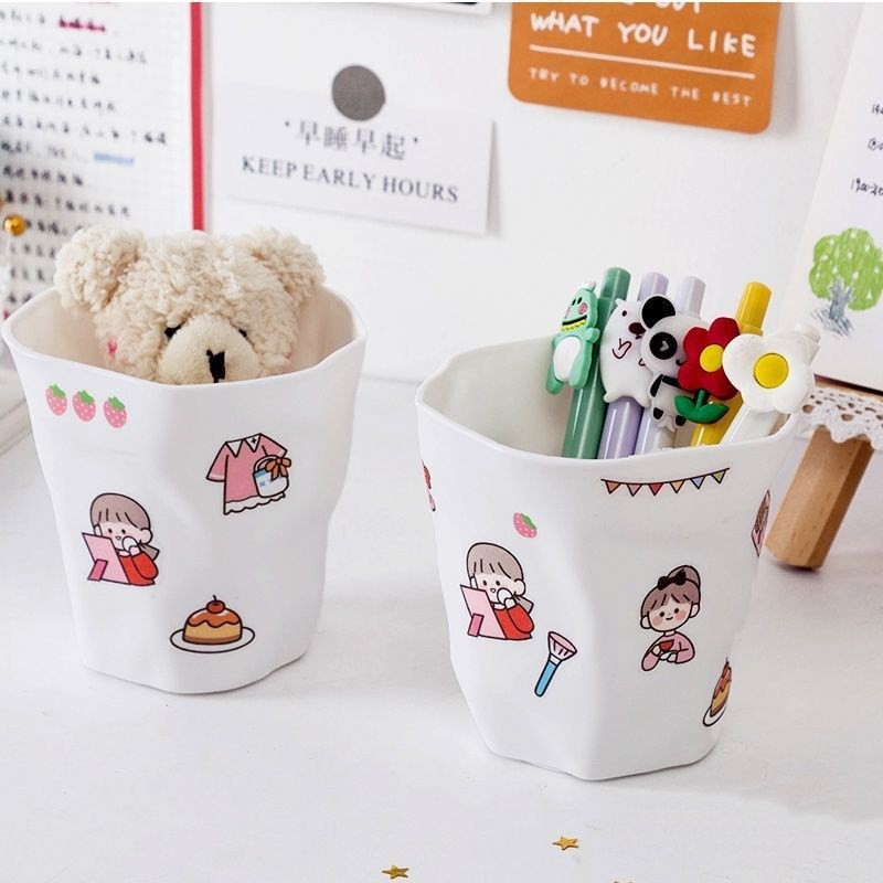 Hộp Đựng Bút Để Bàn Bằng Nhựa Họa Tiết Graffiti Diy Giá Đỡ