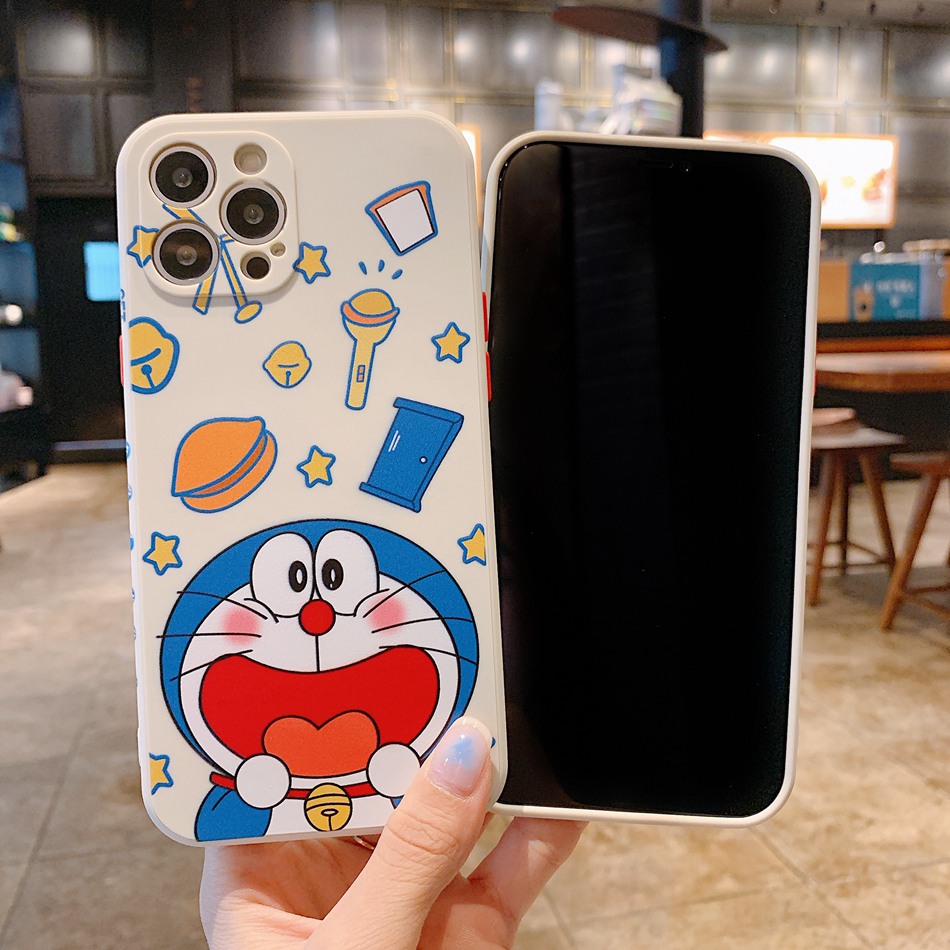 Ốp điện thoại silicon mềm doraemon viền thẳng IPhone 11 12 Pro 12Pro Max 12mini 6 7 8 Plus X XS MAX XR 7Plus 6 6S Plus