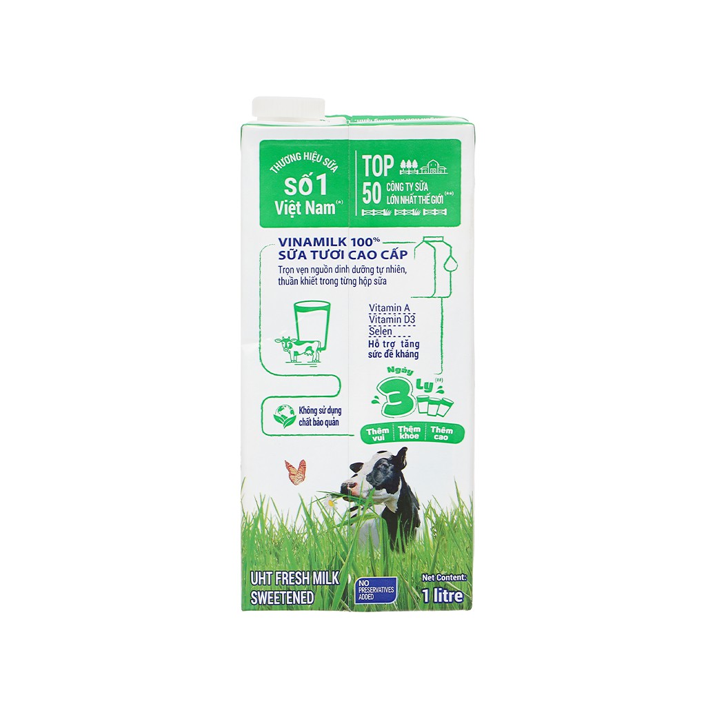 Sữa Tươi Vinamilk 100% Hộp 1L