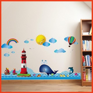 Decal Dán Tường Chân Tường Ngọn Hải Đăng Khổ 50*70cm