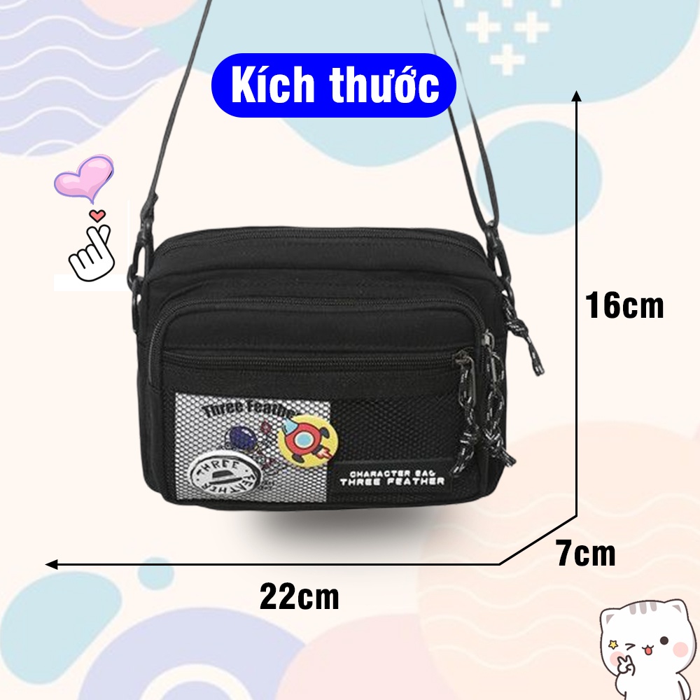 Túi Đeo Chéo Nam Nữ Đi Học, Đi Chơi Nhiều Ngăn Vải Canvas, Túi Đeo Chéo Có Khả Năng Chống Nước Arhi Shop