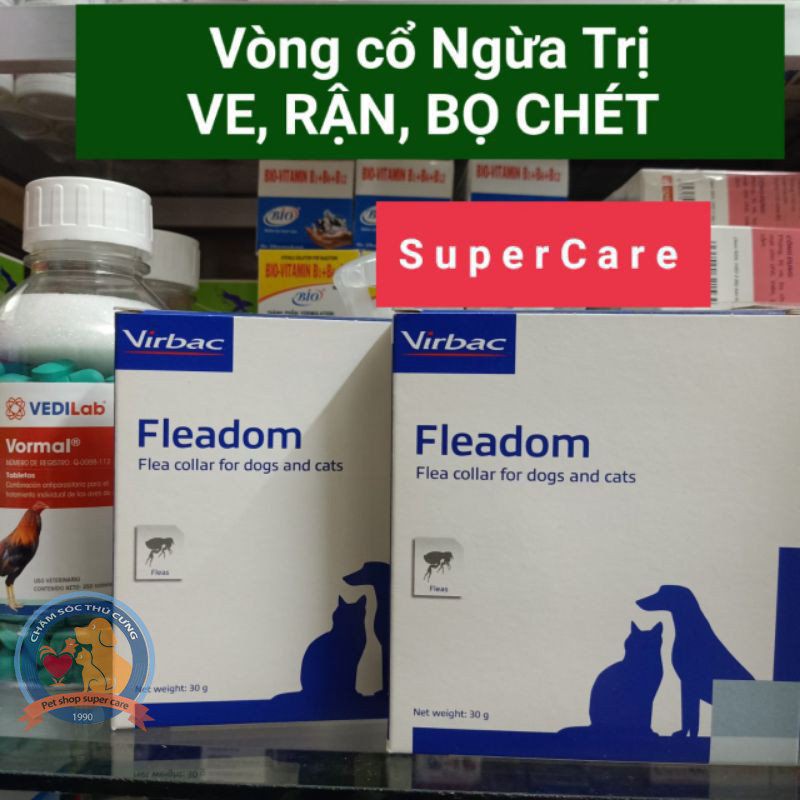 Vòng Cổ Chống Ve Rận Chó Mèo- FLEADOM ( Virbac )