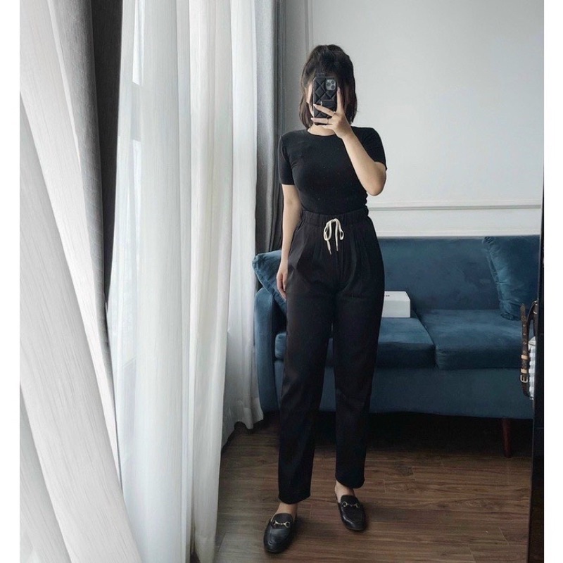 Quần Baggy Nữ lưng chun vải mềm mát m836