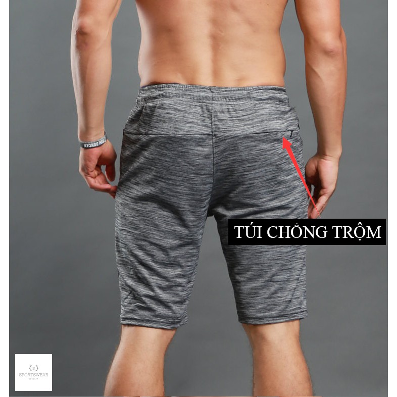 Quần tập gym thể thao short trơn xám Lie Xing Sportswear Concept thoải mái đàn hồi khô thoáng thiết kế tinh tế