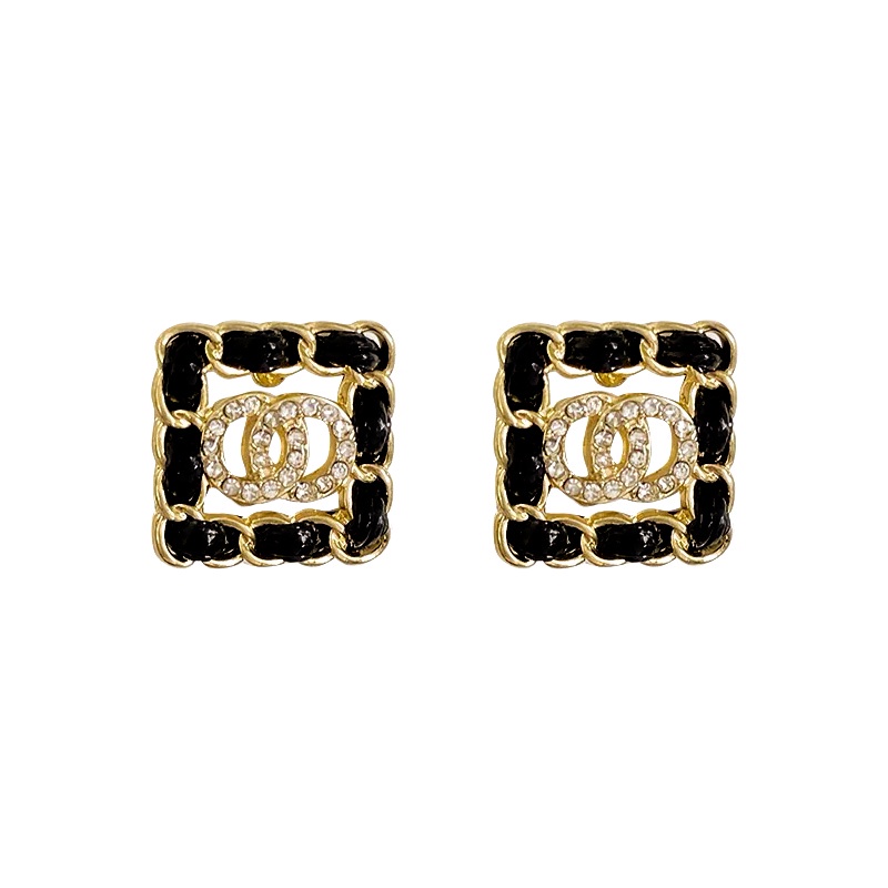 Khuyên tai hình vuông đính đá kiểu dáng thời trang