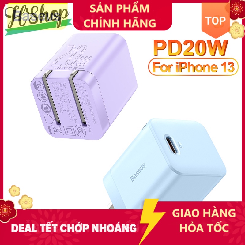 Củ Sạc Baseus 20W  PD Super Si Pro Type C Hỗ Trợ Sạc Nhanh QC3.0 Kích Thước Nhỏ Gọn Cho Android / IP táo 13-HSHOP365