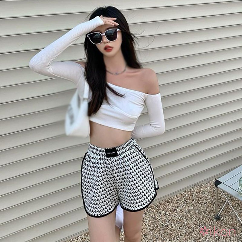 Quần Short Lưng Cao Ống Rộng Phong Cách Hàn Quốc