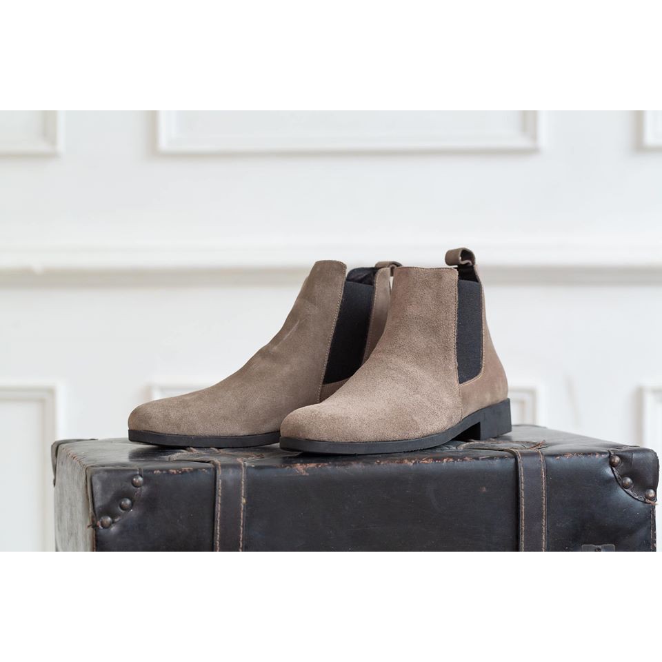 [ Da Thật 100% ] Chelsea Boot Lộn Da Bò Thật 100% Tặng Lót Cao 5cm