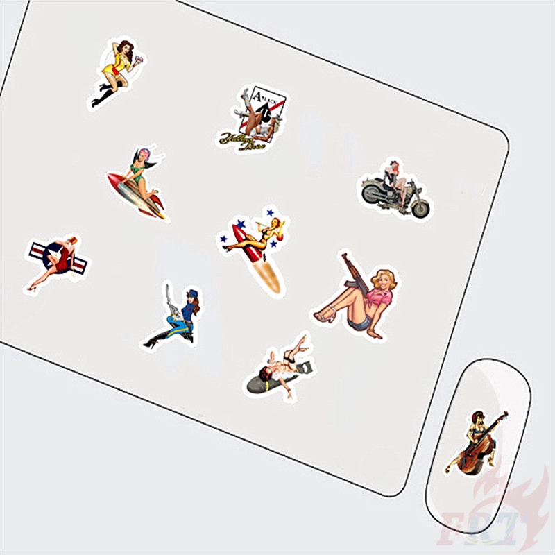 ❉ Retro Junk Journal Beauty Series 03 Pin-Up Girls Stickers ❉ 49Pcs/Set Fashion DIY Mixed Decals Doodle Stickers