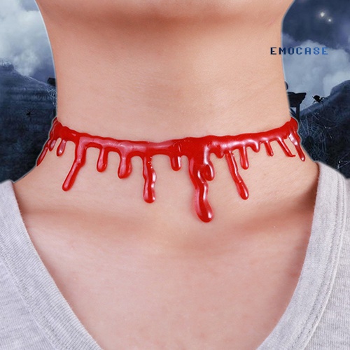 Vòng Cổ Choker Họa Tiết Máu Không Đều Phong Cách Halloween