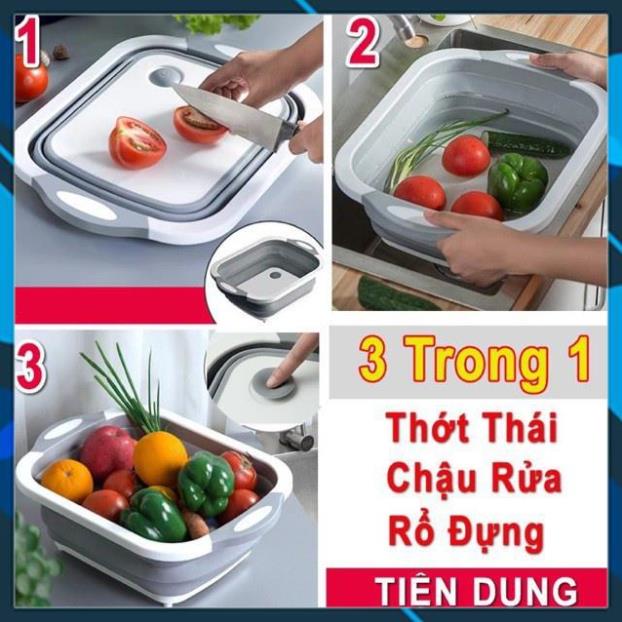 Chậu đa năng bộ thớt kèm chậu gấp gọn đa năng mẫu mới thiết kế thông minh tiện lợi NGỌC CHÂU STORE