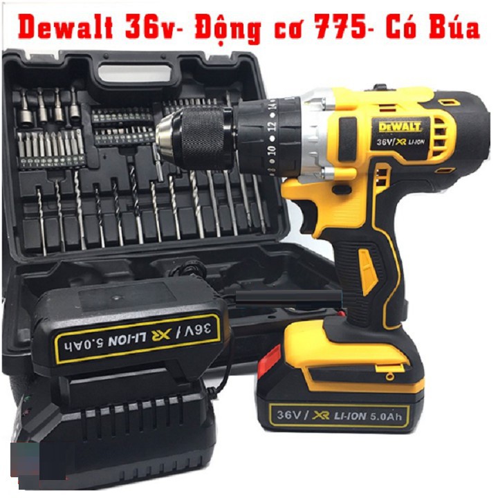 [TẶNG phụ kiện 70 chi tiết] MÁY KHOAN PIN DEWALT 36V 2 PIN 3 Chế Độ Có Búa Made In USA lõi đồng