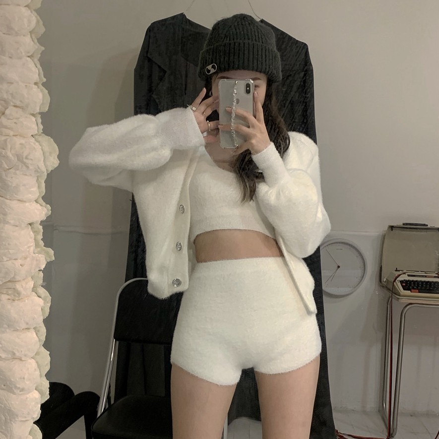 Áo Khoác Cardigan Dài Tay/Áo Hai Dây/Quần Short Xinh Xắn Thời Trang Cho Nữ | BigBuy360 - bigbuy360.vn