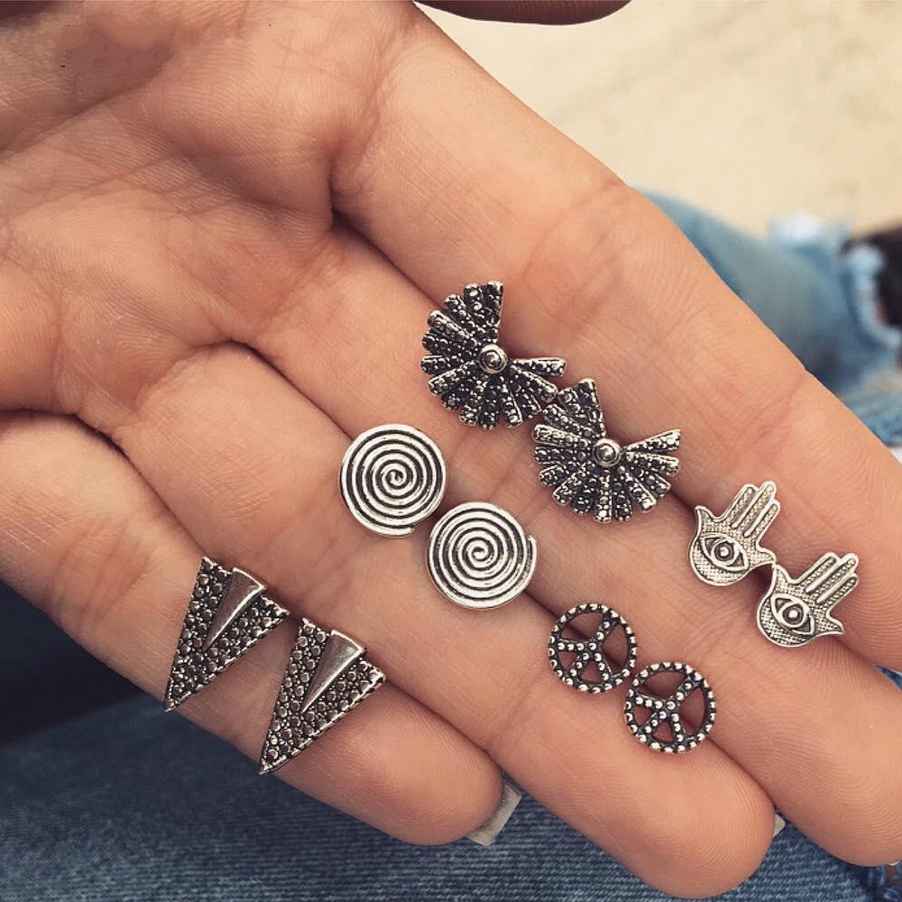 Bộ 5 Đôi Khuyên Tai Phong Cách Vintage Xinh Xắn Cho Nữ