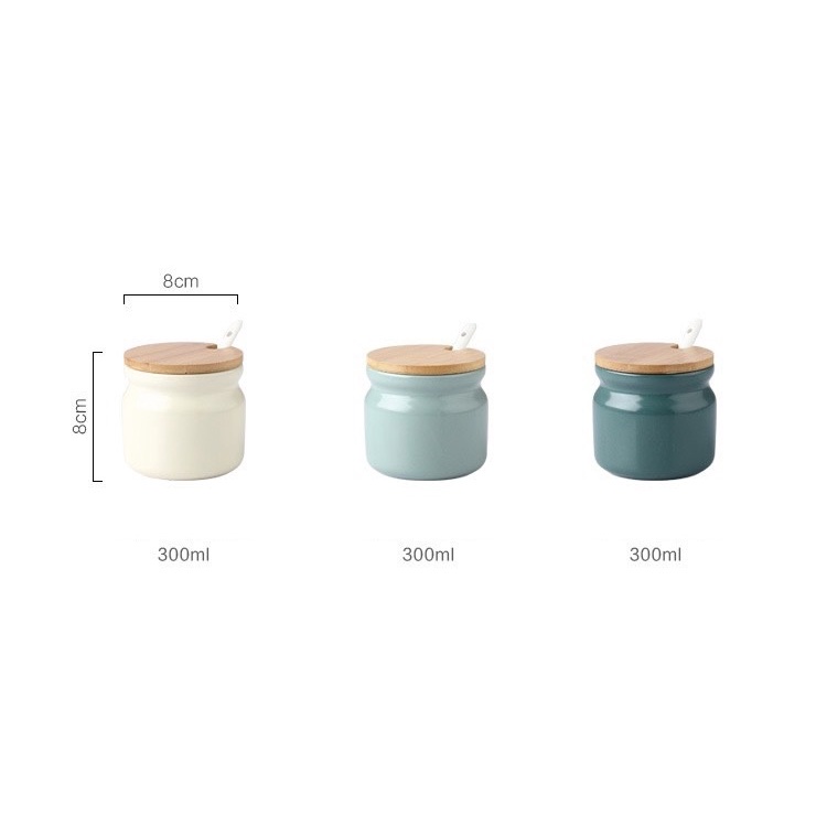 Set Gia Vị Sứ, Lọ Đựng Gia Vị, Hũ Gia Vị Kèm Đế Gỗ LIIN DECOR.