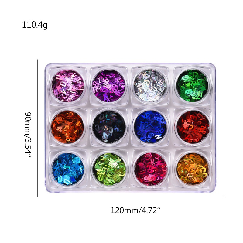 Hộp Kim Tuyến Lấp Lánh In Chữ Trang Trí Móng Tay