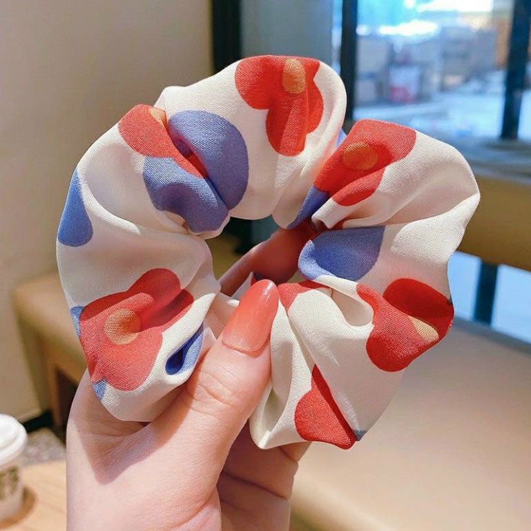 Cột Tóc Vải Scrunchies Họa Tiết Hoa Quả Hàn Quốc