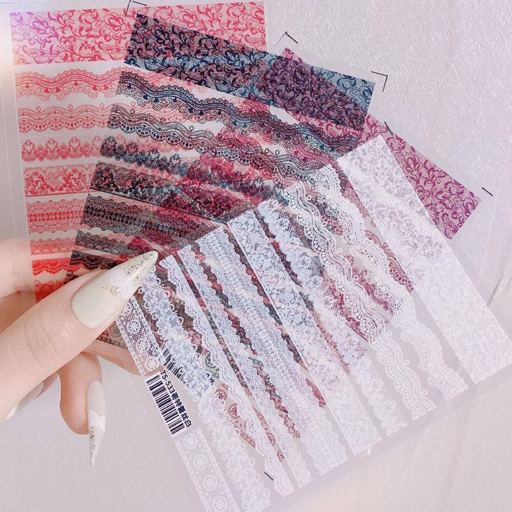 QQMALL Miếng Dán Móng Tay Tự Dính Họa Tiết Ren Thỏ Gothic Dành Cho Cô Dâu