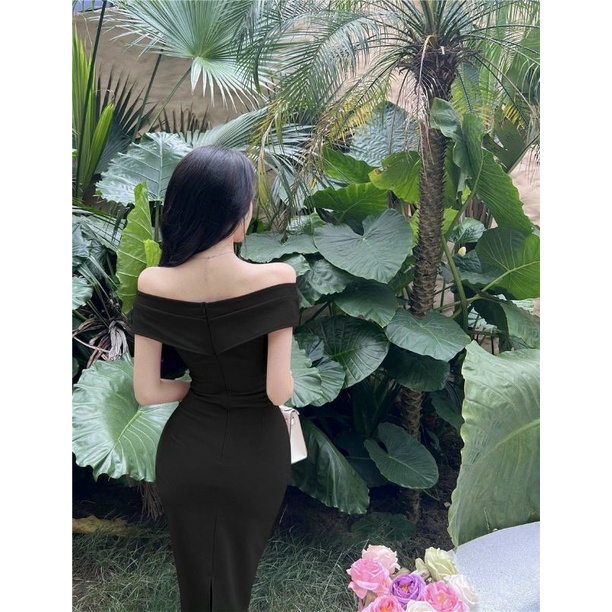 Đầm body nhún eo trễ vai