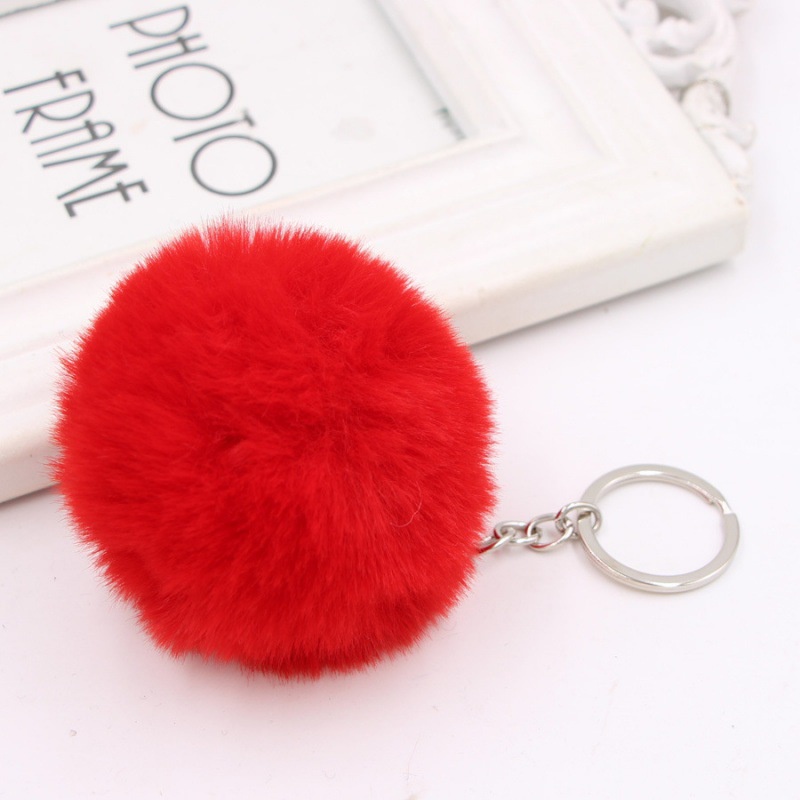 Quả bóng lông thỏ nhân tạo đáng yêu 8cm dùng trang trí túi xách tiện lợi