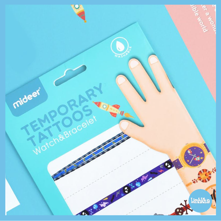 Miếng dán hình xăm cho bé - Đồng hồ và vòng tay - Mideer - Watch & Bracelet Temporary Tattoos MD4101