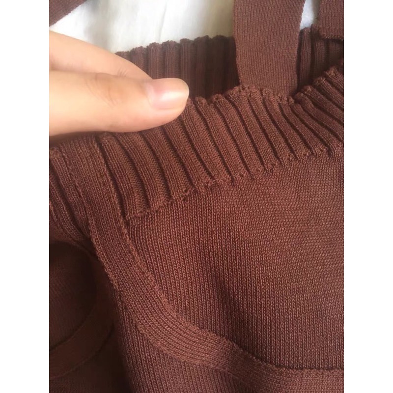 Sẵn_ Set áo hai dây croptop kèm cadigan len siêu xinh