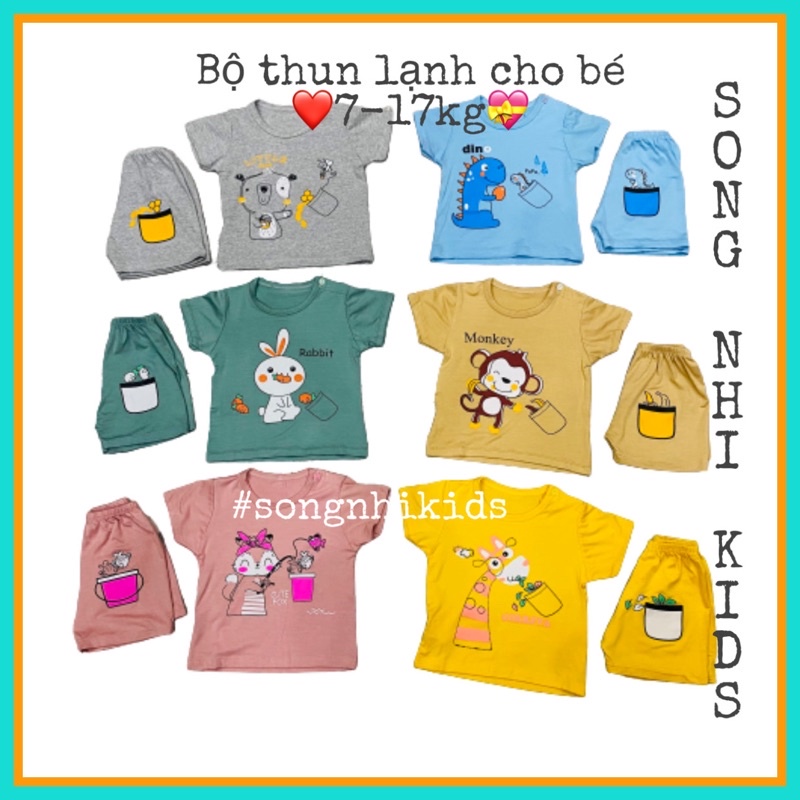 BỘ THUN LẠNH CỘC TAY CHO BÉ 7-17KG (6 MÀU HOẠ TIẾT DỄ THƯƠNG)