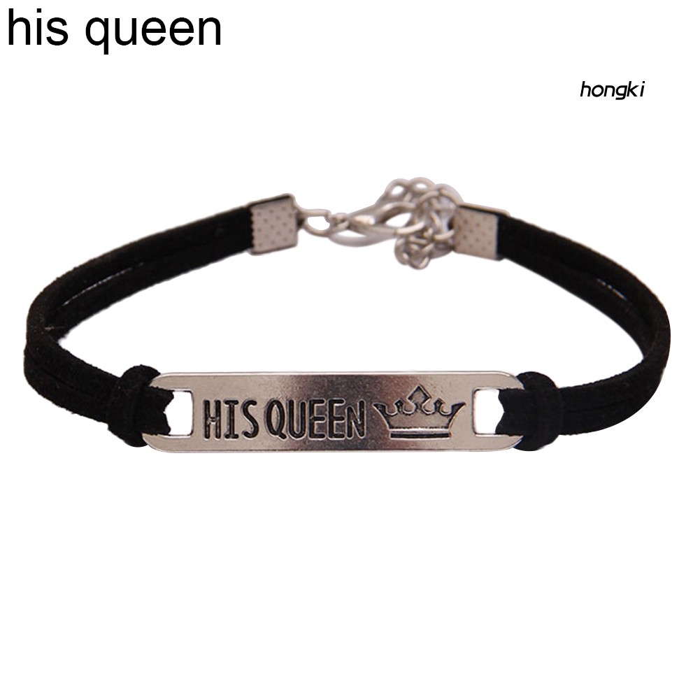 HIS Vòng Tay Mặt Kim Loại Khắc Chữ Thời Trang Cho Cặp Đôi