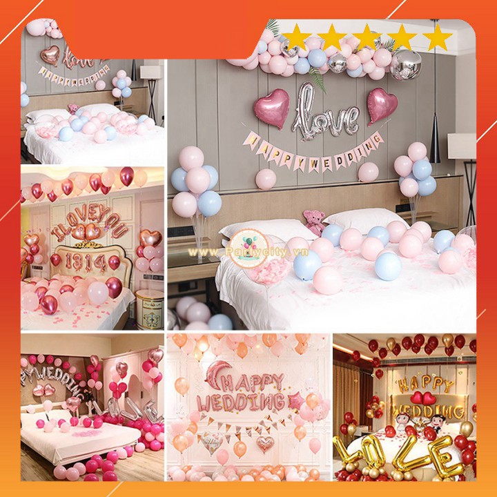 Set abum các sét trang trí phòng cưới phòng tân hôn Happy Wedding nhiều mẫu dễ trang trí